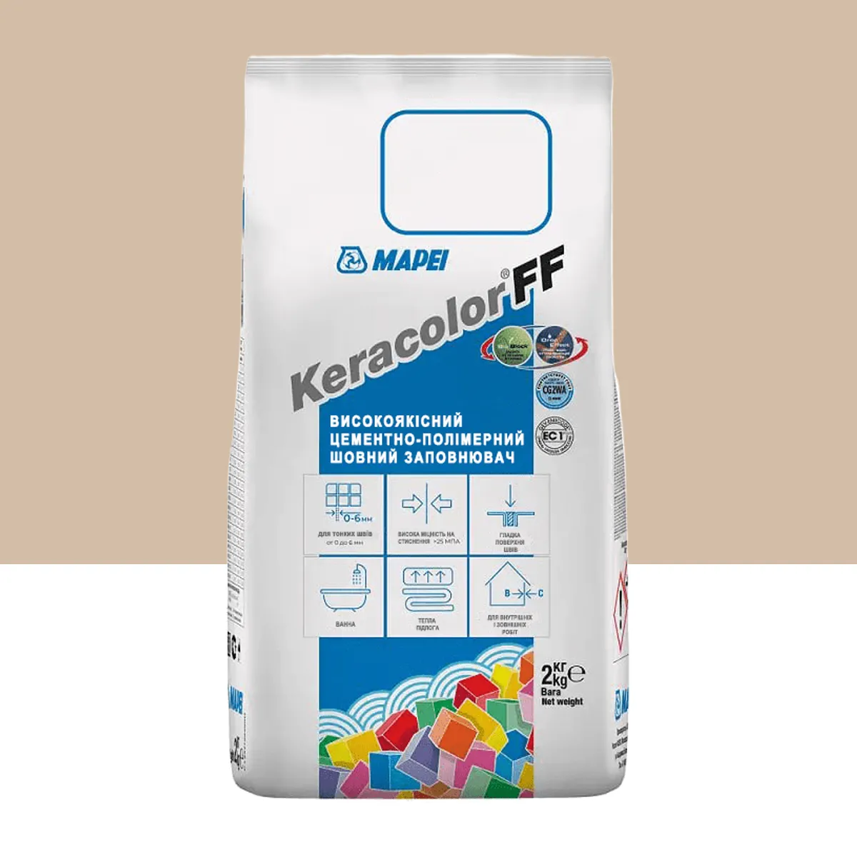 Фуга цементная для швов Mapei Keracolor FF 138 2 кг Миндаль (000018581)