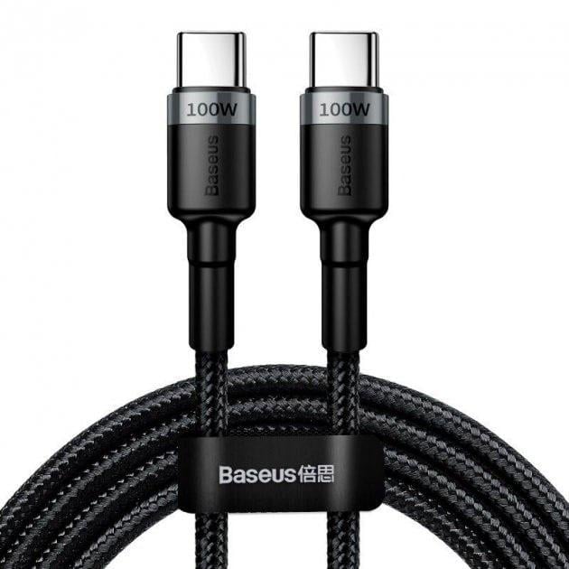 Кабель BASEUS CATKLF-ALG1 Сafule PD2.0 USB Type-C-USB Type-C 2 м 100W 5A Черно-серый (537173)