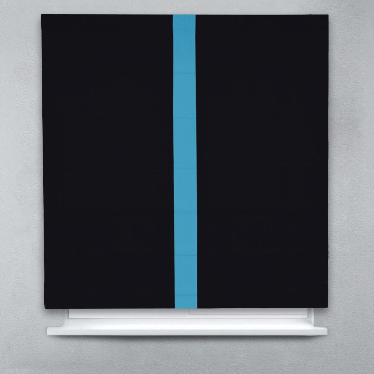 Римская штора Блэкаут Перфект с кантом по центру 130х170 см Черный/Морской