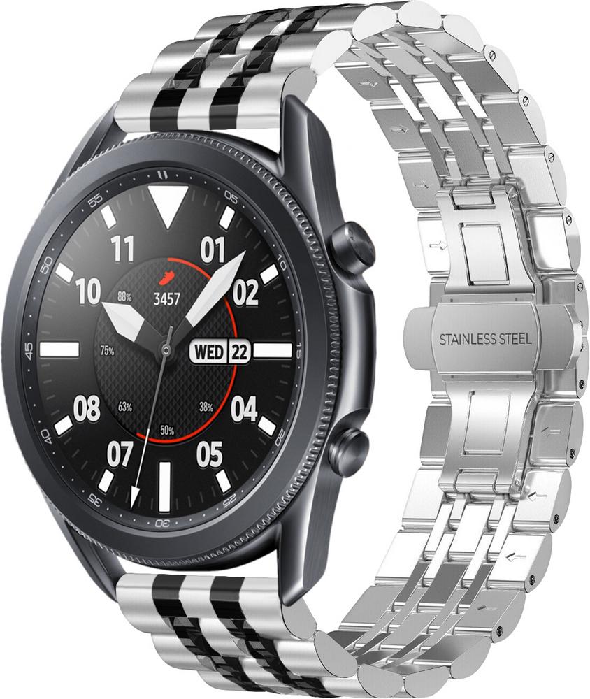 Браслет металлический Spinye Line для Galaxy Watch 3 45mm Silver Black (28968-69)