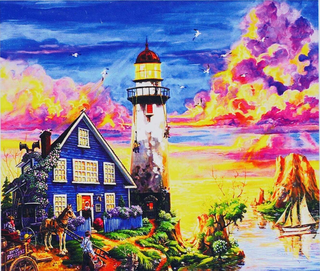 Алмазна мозаїка-картина за номерами TK Group B 73329/30 Вечір біля моря в коробці 40х50 см (24710290)