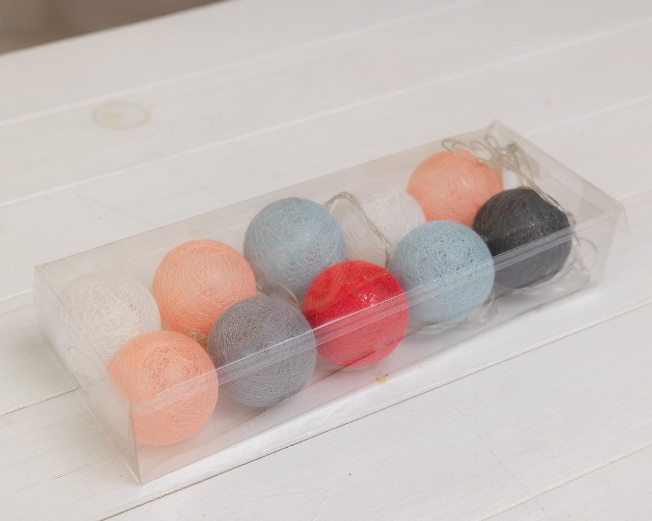 Гирлянда тайские фонарики для украшения Цветной микс 220 V 1,5 м 10 лампочек в форме шариков 70 мм - фото 4