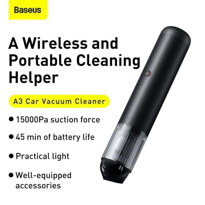 Пылесос портативный автомобильный Baseus A3 Car Vacuum Cleaner 15000pa Dark Grey - фото 8