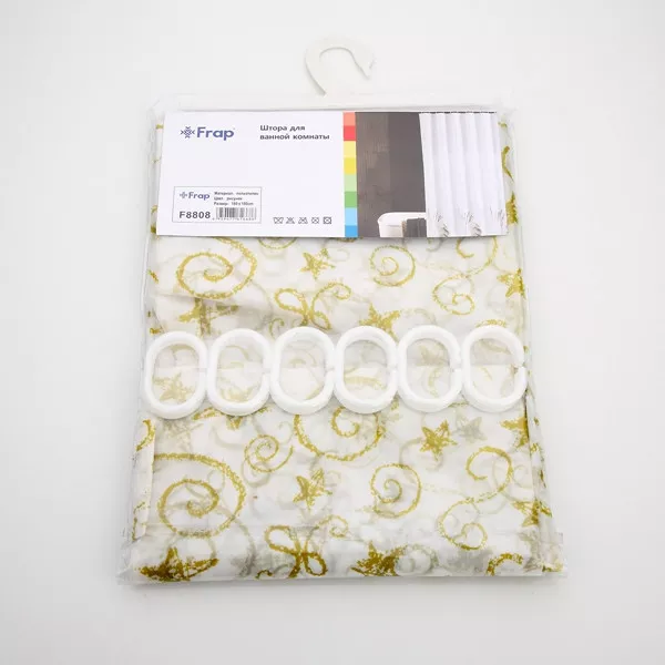 Шторка для ванної і душа Frap F8808 поліетилен 180x180 см Жовтий (SQ-1037820) - фото 5 Шторка для ванної і душа Frap F8808 поліетилен 180x180 см Жовтий (SQ-1037820) - фото 5