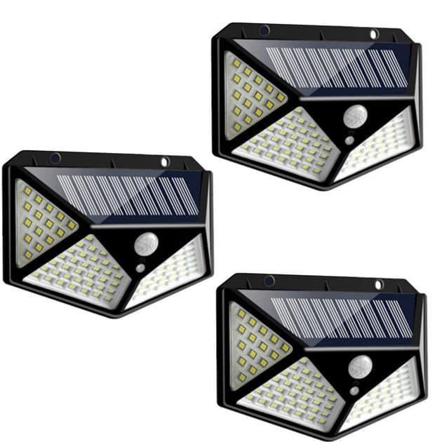 Комплект фонарей 3 шт на солнечной батарее Solar Motion 100 LED с датчиком движения Черный (7317/3L)