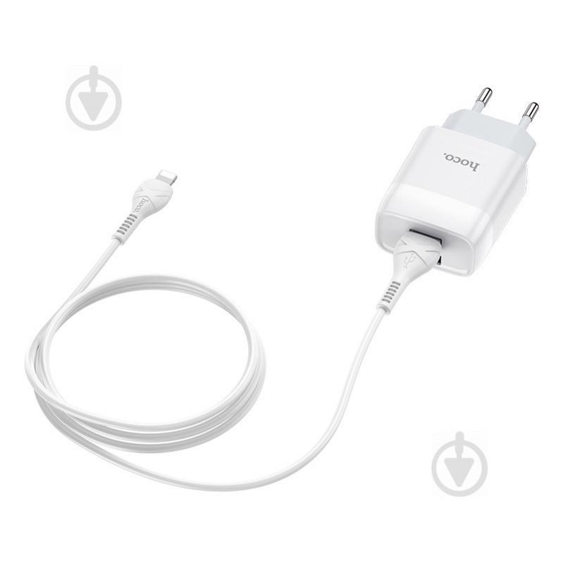 СЗУ HOCO C73A (2USB/2.4A) + lightning (Белый) 900359 - фото 4