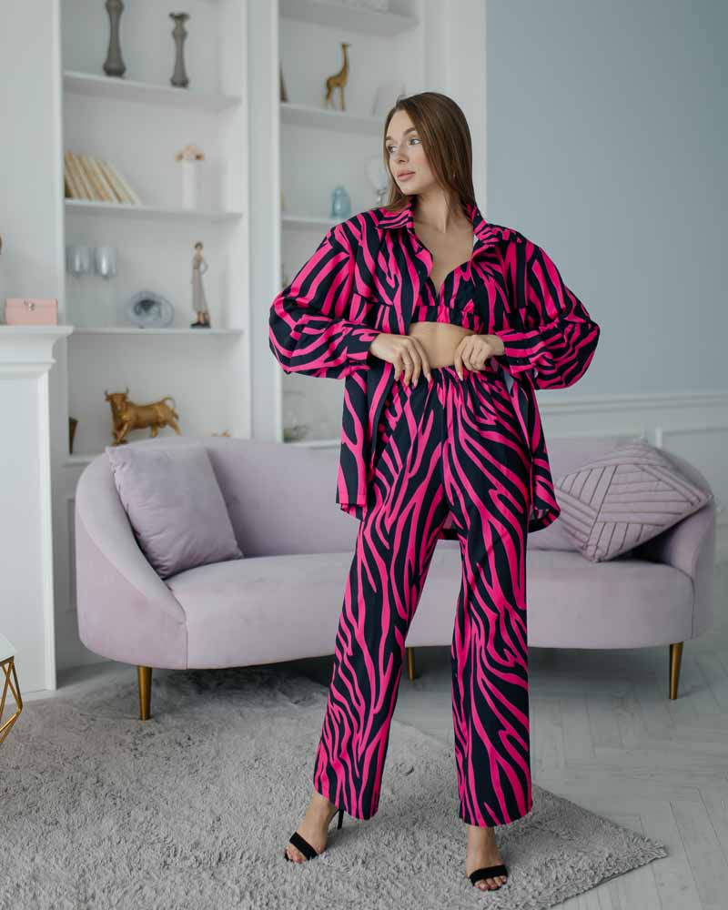 Піжама жіноча Модельєр 7748 р. 42 Чорно-рожевий (11514) - фото 4