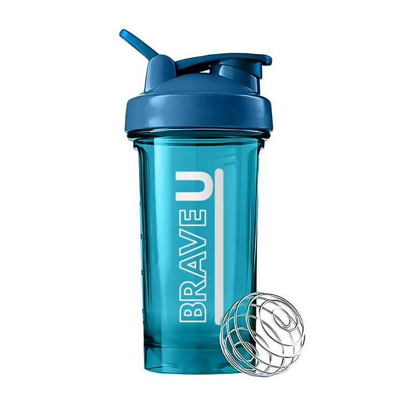 Шейкер для протеїну та спортивного харчування з металевою кулькою Brave U Premium Shaker 500 мл Синій