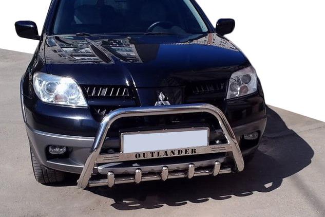 Кенгурятник WT003 CAN для Mitsubishi Outlander 2001-2006 гг. нержавеющая сталь Хром