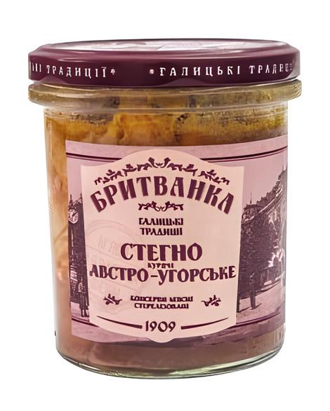 Мясная консерва Бритванка "Стегно куряче Австро-угорське" 310 г (33347810)
