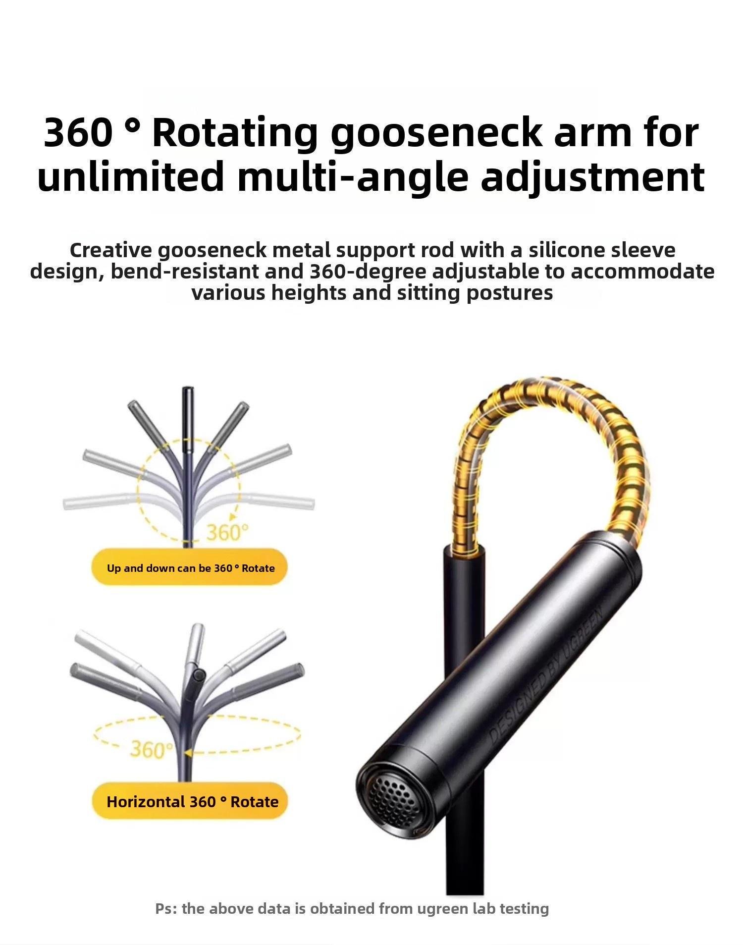 Мікрофон настільний Ugreen 96 360° 3.5 мм Чорний (55344) - фото 4