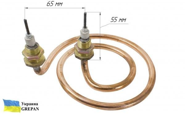 Тен для аквадистилятора Grepan ДЕ-5 мікромед 3000W 220V L=16 см/штуцер М16х1,5 мідь (dist36) - фото 2