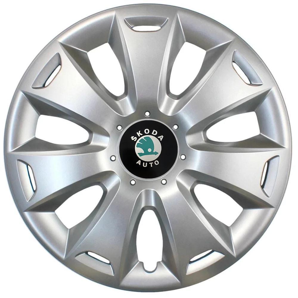 Колпаки SJS с логотипом Skoda 417 R16 4 шт. Зеленый/Серебряный (31006389)