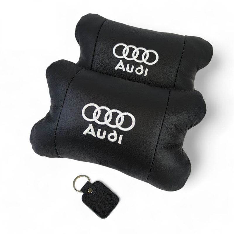 Подушка автомобильная Audi 7481 на подголовник кожа 2 шт. Black (36226931)