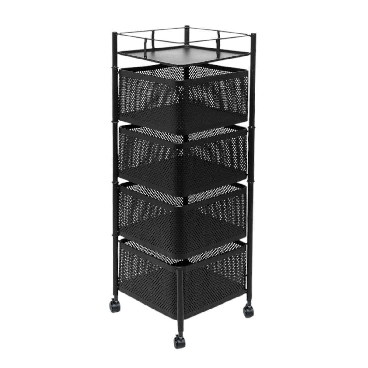 Этажерка на колесах Modern Home Cube 4 яруса 27х27х77 см Черный (R93519-BK)