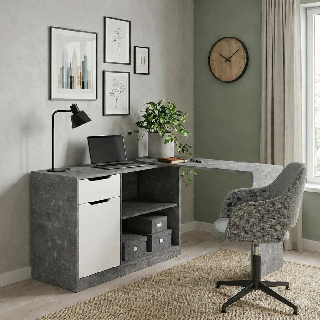 Стол-комод трансформер V-Star Т2 с поворотным механизмом/ящиком и пеналом 1060х412х739 мм Ателье светлый (33540113)