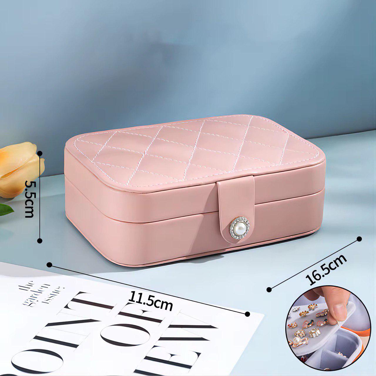 Органайзер для ювелирных украшений из эко-кожи 16,5х11,5х5,5 см Розовый (ST0411) - фото 3 Органайзер для ювелирных украшений из эко-кожи 16,5х11,5х5,5 см Розовый (ST0411) - фото 3