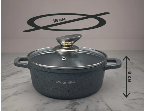 Набір каструль зі сковорідками Kamille з кришкою 1,3л/ 1,5л /2,3/4,5 2 шт. (4437) - фото 6 Набір каструль зі сковорідками Kamille з кришкою 1,3л/ 1,5л /2,3/4,5 2 шт. (4437) - фото 6