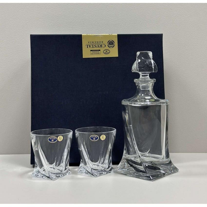 Набір для віскі Bohemia Quadro b99999-99A44 склянки 340 мл 2 шт./карафа 770 мл (2626348051)
