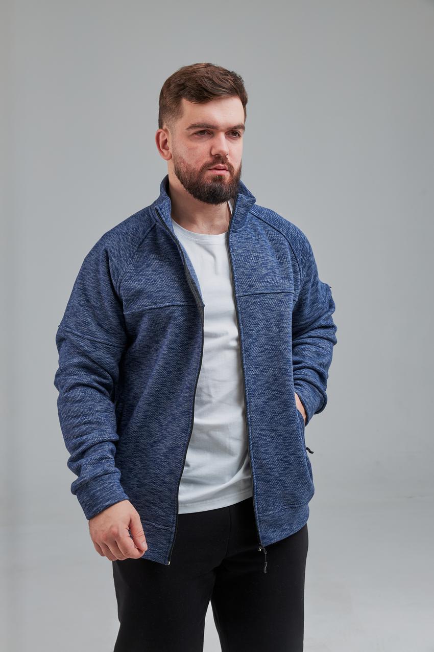 Світшот чоловічий М0143.4 на замку XL Синій меланж (639-1-63)