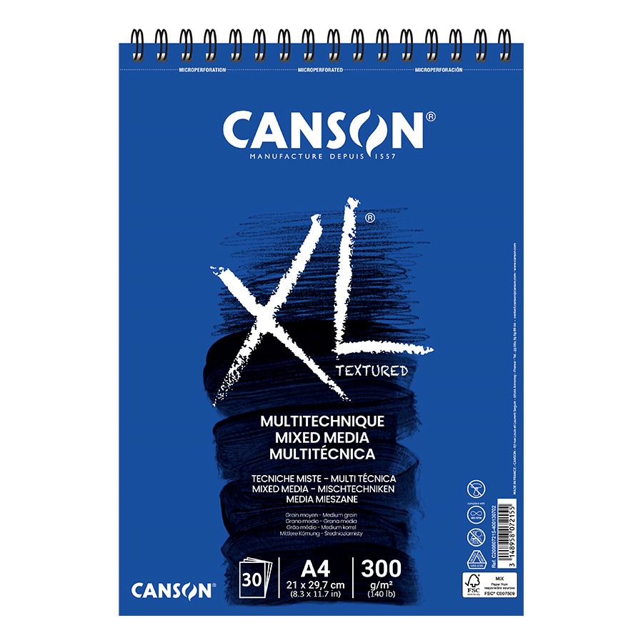 Альбом для акварели Canson XL Mix Media Medium на спирали 300 г/кв. м 30 л. А4 Белый (C200807215)