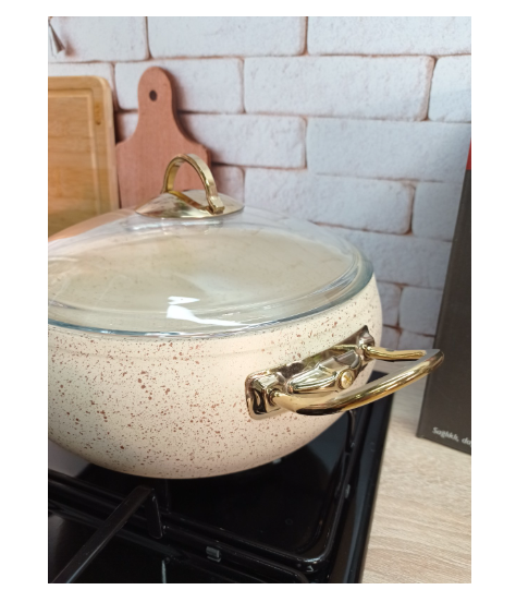 Каструля з кришкою OMS з антипригарним покриттям для газу без індукціі 4,5 л Айворі (3141-4,5-ivory) - фото 3 Каструля з кришкою OMS з антипригарним покриттям для газу без індукціі 4,5 л Айворі (3141-4,5-ivory) - фото 3