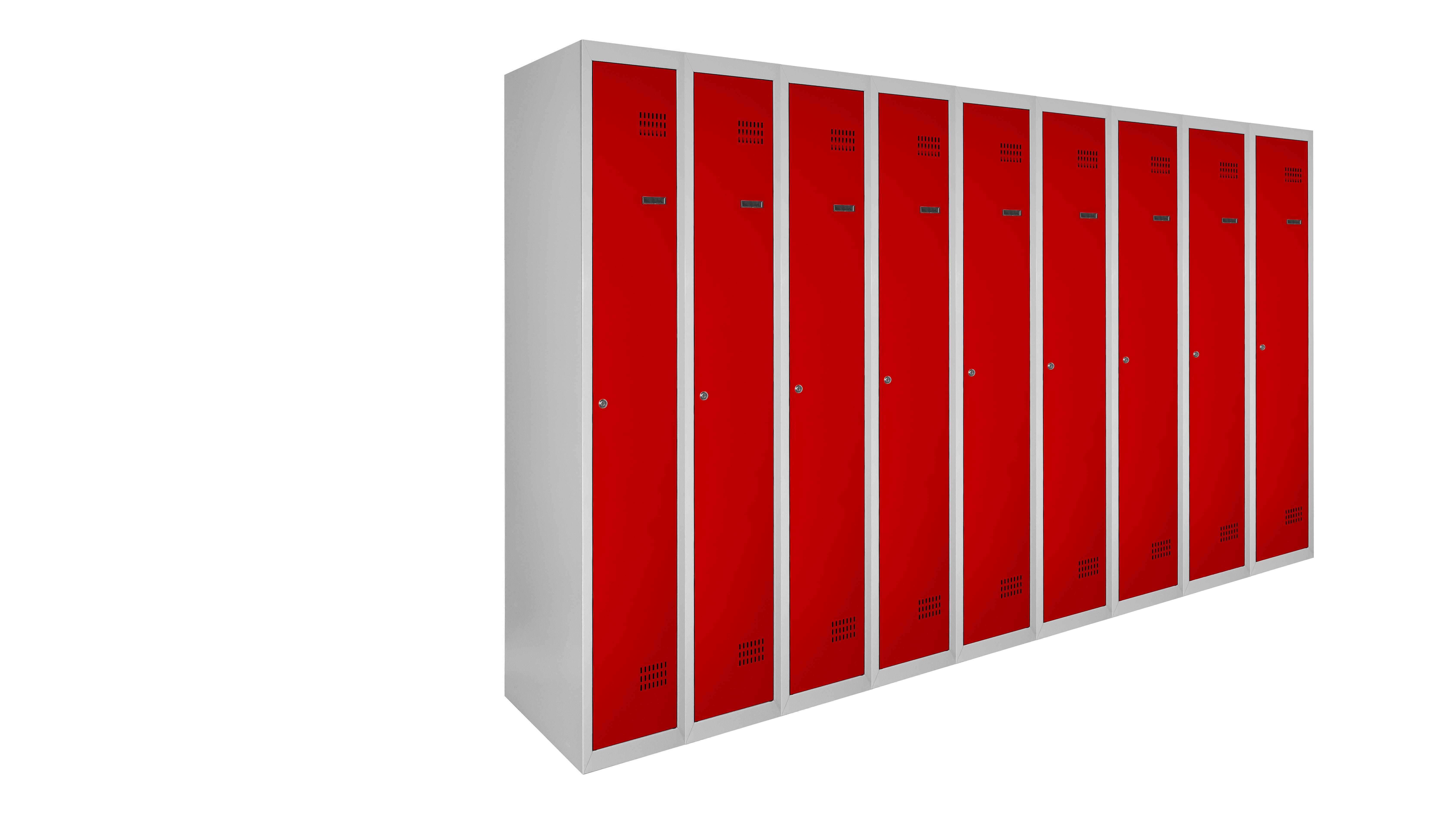 Шкаф для одежды ШОМ 9/360 металлический 180х360х50 Серый/Красный