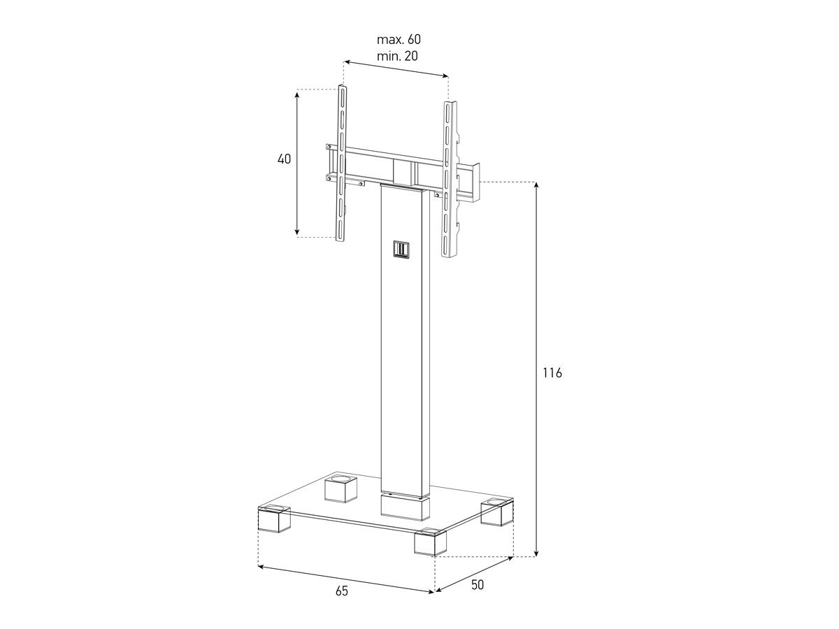 Подставка для телевизора Sonorous PL 2510-B-INX 65x50x116 см Черный/Серебристый (2511) - фото 6