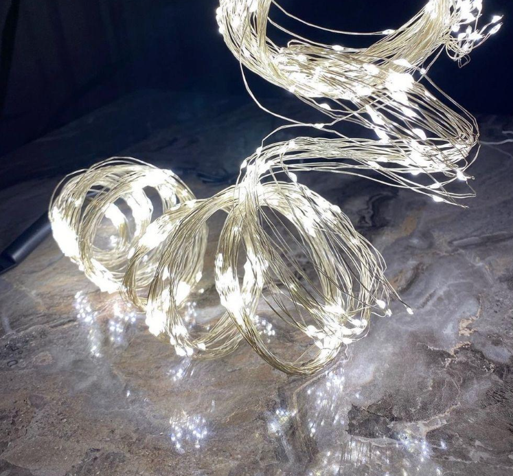 Гирлянда Пучок LED Роза Теплый свет на серебряной проволоке 10х3 м