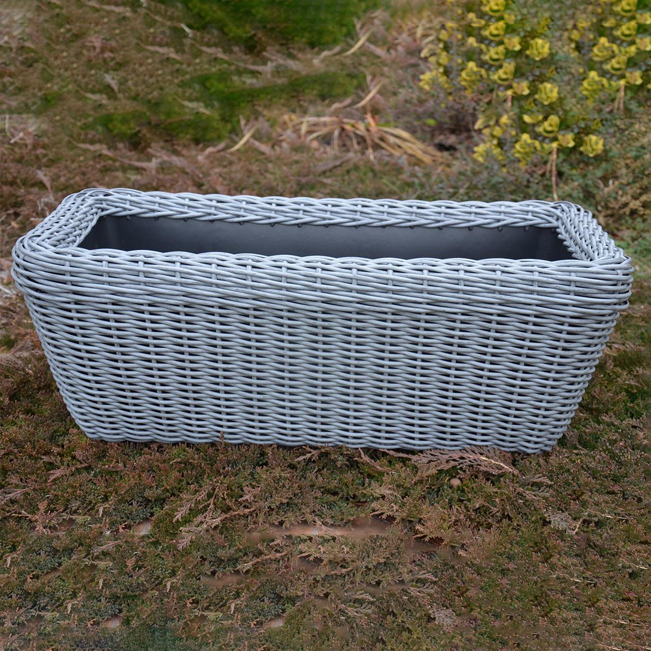 Кашпо прямокутне для рослин та квітів з штучного ротангу/ручної роботи 45 л Сірий (24788608) - фото 3 Кашпо прямокутне для рослин та квітів з штучного ротангу/ручної роботи 45 л Сірий (24788608) - фото 3