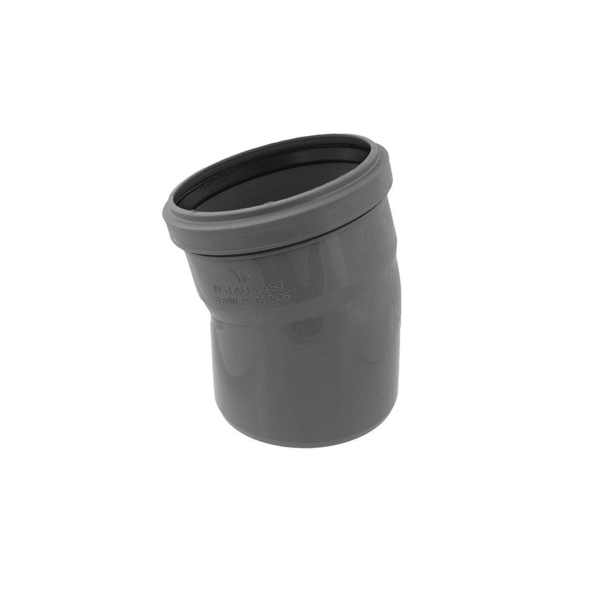 Колено канализационное внутреннее Інсталпласт Ф 110 мм 15° (548)