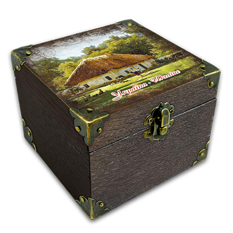 Шкатулка эко декоративная Украина Дом с сельским двором 10х10 см Коричневый (укш02к10х10)