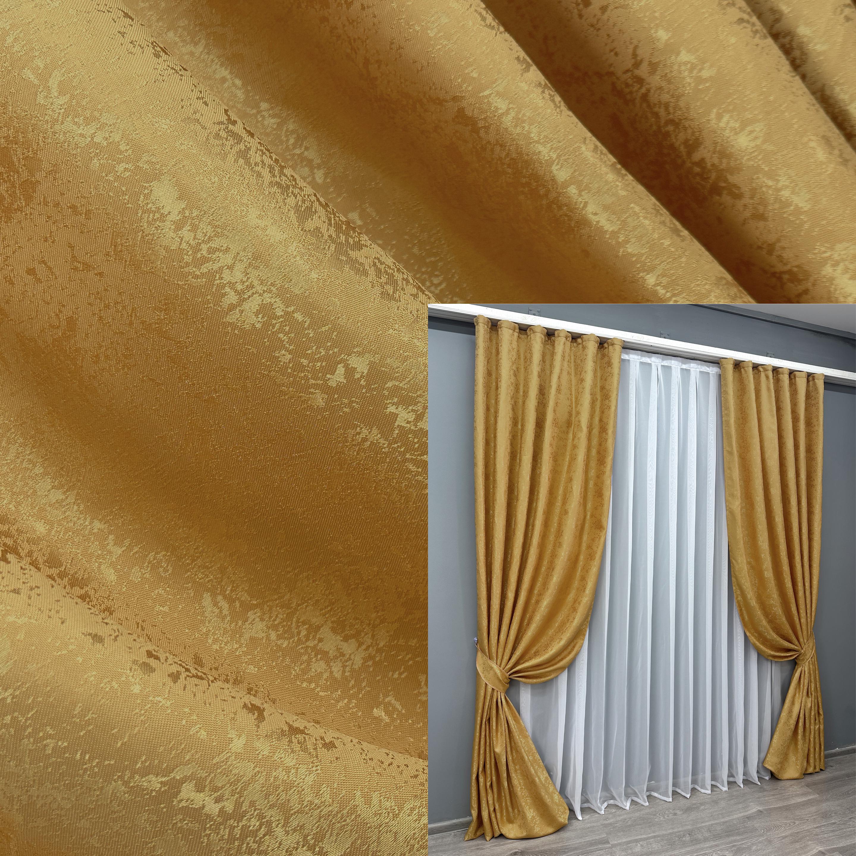 Комплект штор VR-Textil Мармур Al1 №614ш жакард 100х270 см 2 шт. Золотистий (31-067) - фото 2