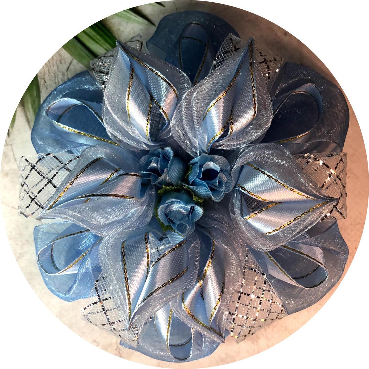 Бантик для волосся дитячий на заколці D15 см Блакитний (10244)