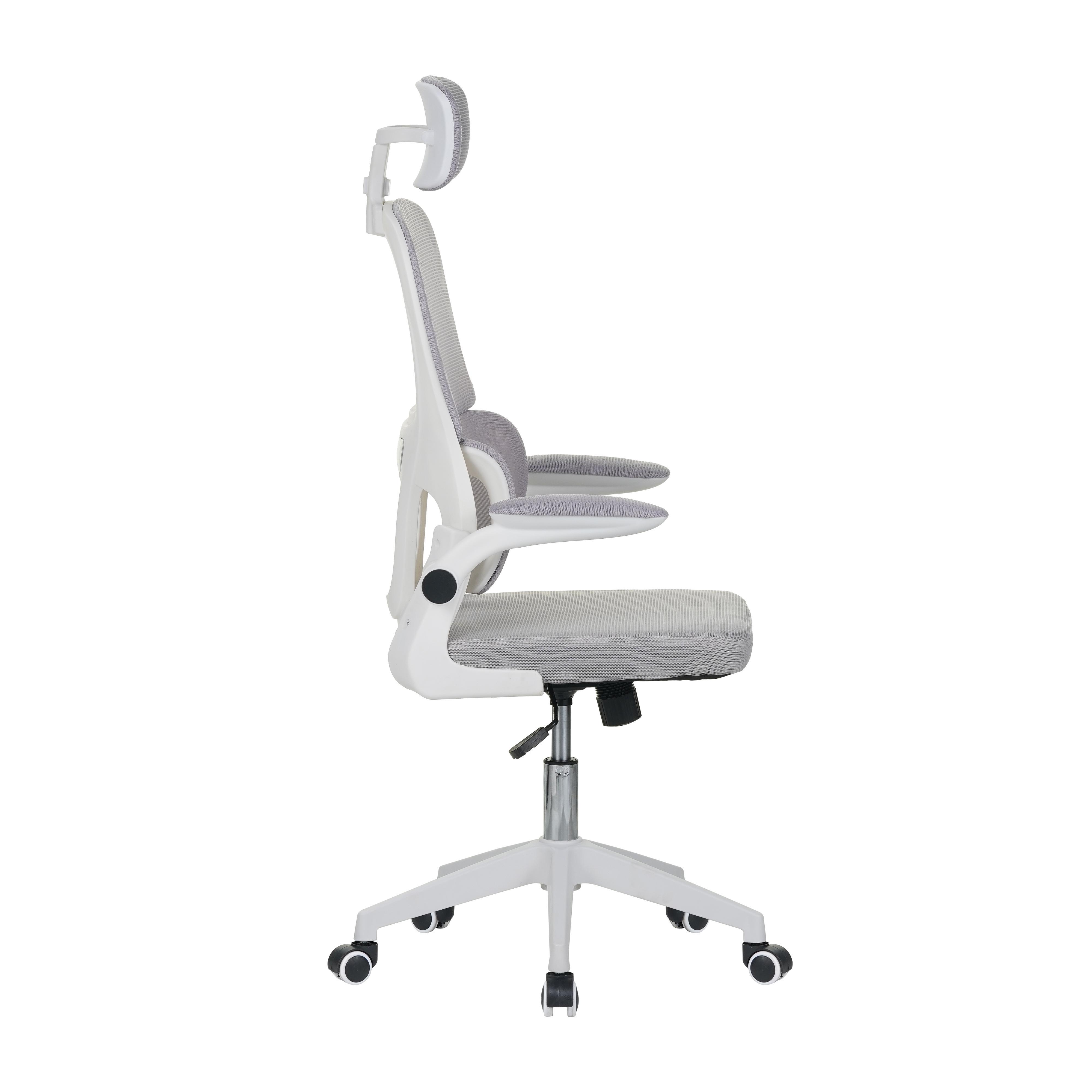 Кресло офисное на колесах с подголовником Bonro B-122 Бело-серый (5232) - фото 3 Кресло офисное на колесах с подголовником Bonro B-122 Бело-серый (5232) - фото 3