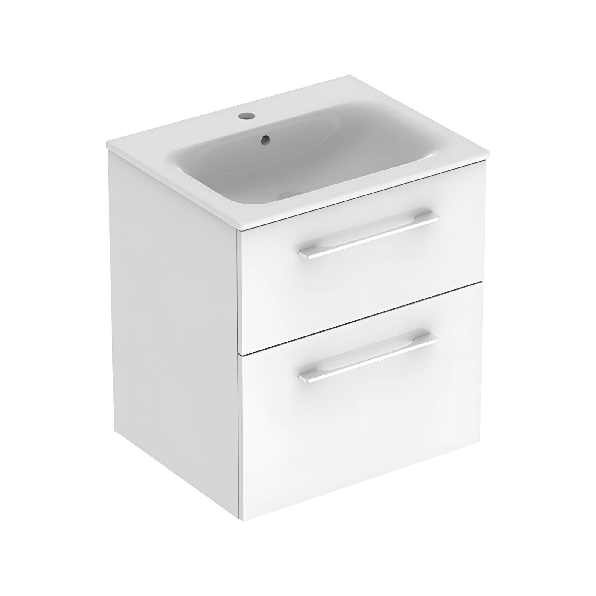 Тумба для ванної кімнати підвісна Geberit Selnova Square SL im rim з умивальником Білий (501.236.00.1)