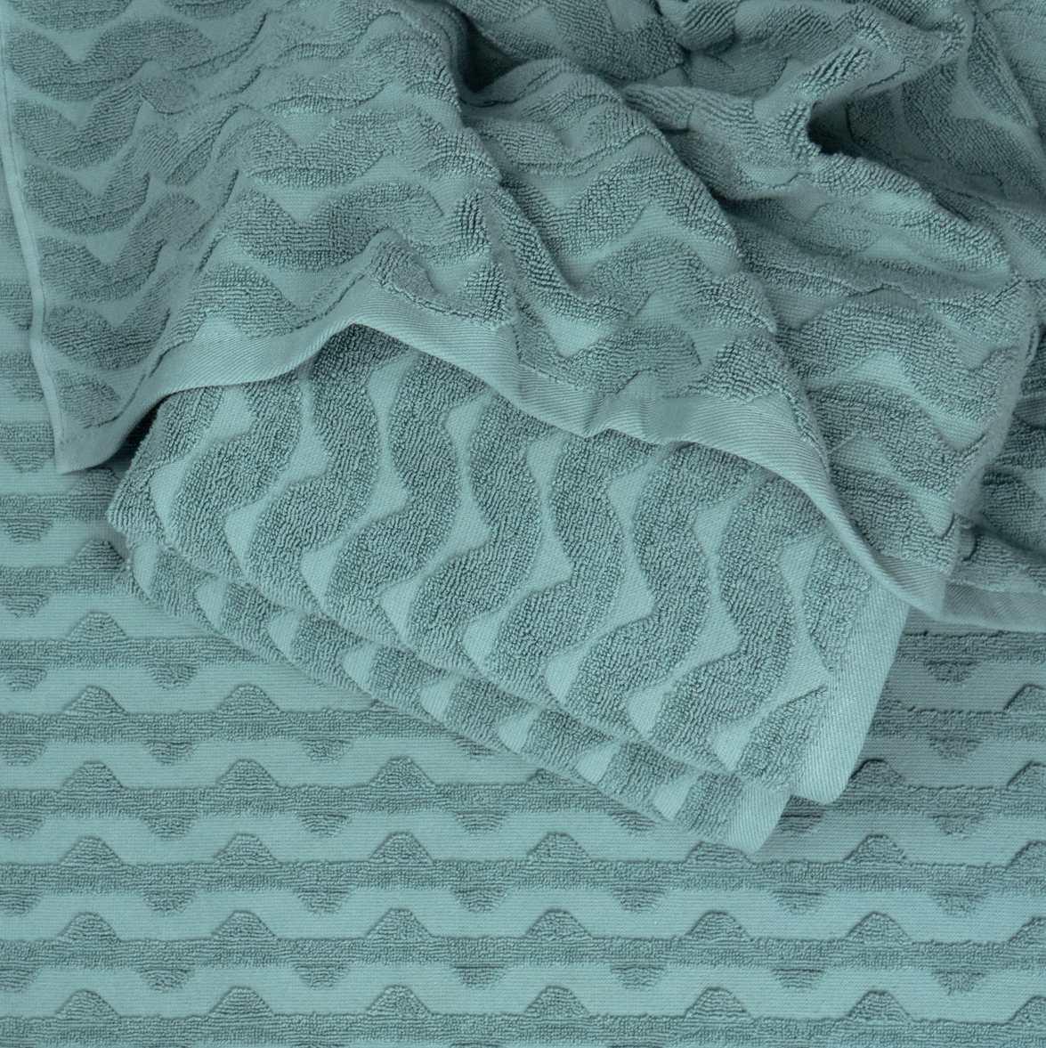 Полотенце банное GM Textile Волна жаккардовое 100х150 см Мятный (500-150-Wave-mint) - фото 3