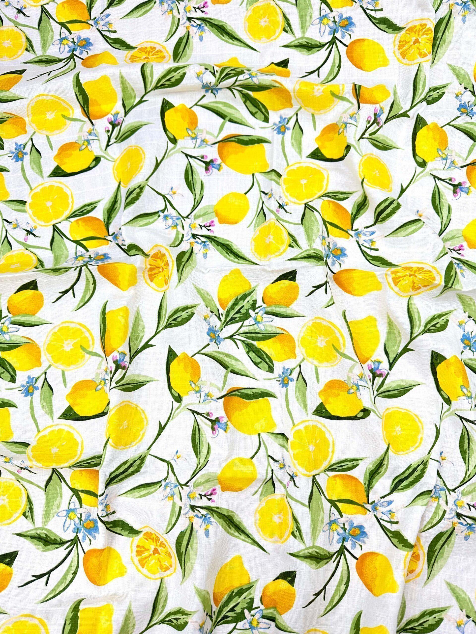 Пеленка муслиновая Лимоны с листьями №13 100х80 см (1319)