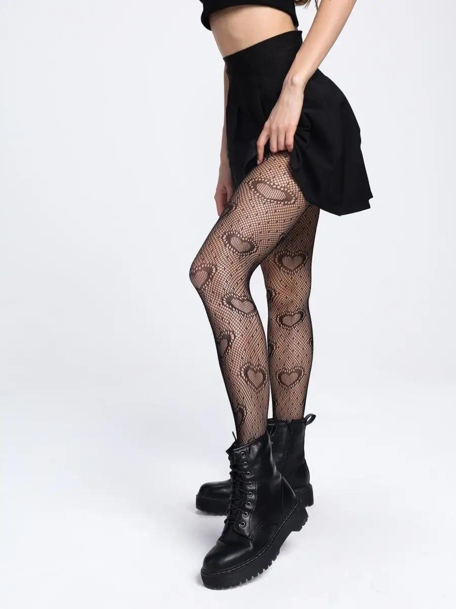 Колготки капронові з візерунком серця XS-3XL - фото 2 Колготки капронові з візерунком серця XS-3XL - фото 2