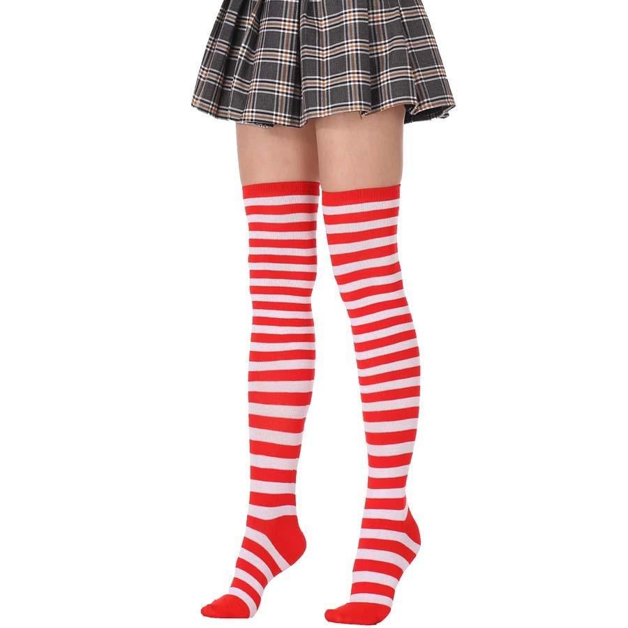 Гольфы за колено в узкую полоску One Size Красно-белый (3361)