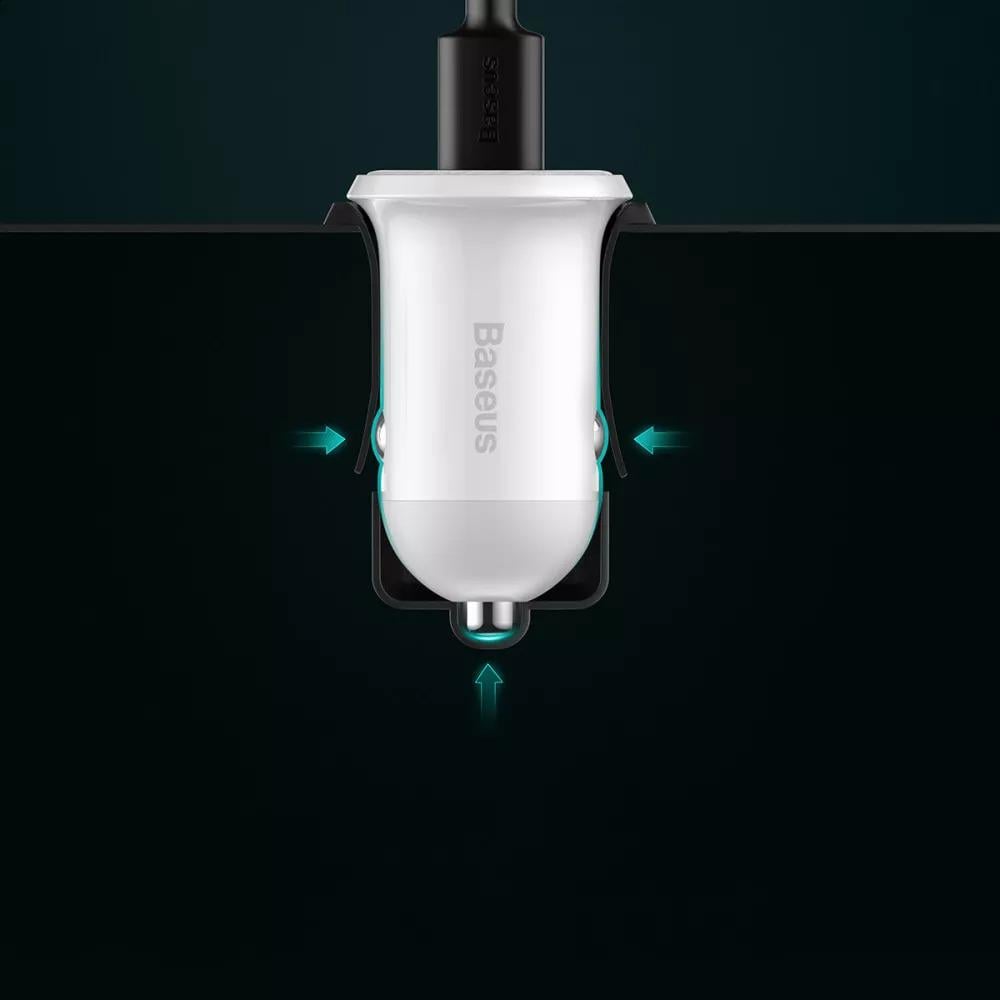 Адаптер автомобильный Baseus Grain Pro Car Charger 2xUSB 4.8A CCALLP-02 White - фото 4