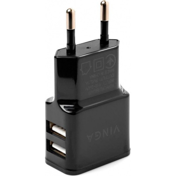 Зарядка Vinga 2 Port USB Wall Charger 2.1A (VCPWCH2USB2ABK) - фото 3