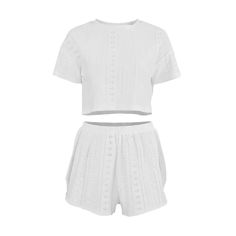 Піжама-комплект жіноча Lesko SM24107A футболка та шорти L White (28525391)