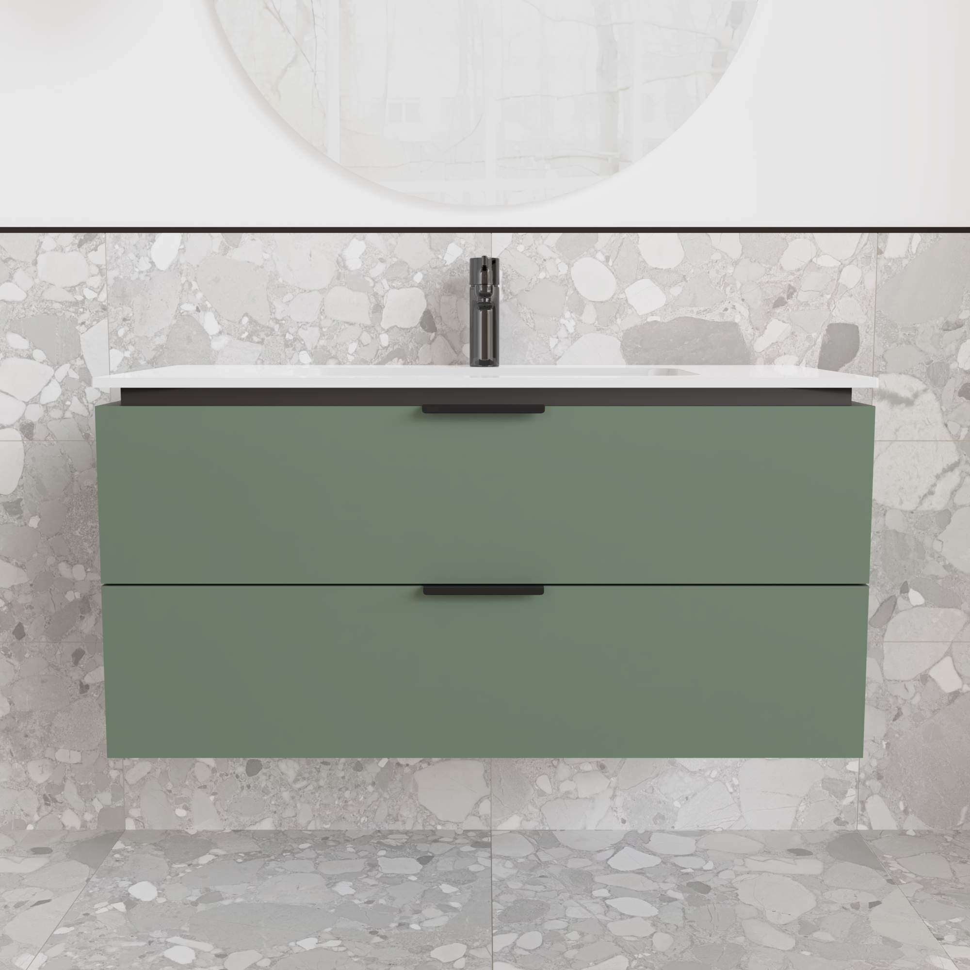 Тумба подвесная с раковиной MVK Vostok Icon 100 В2 1000х450х530 мм Зеленый дымчатый (p2100gr)