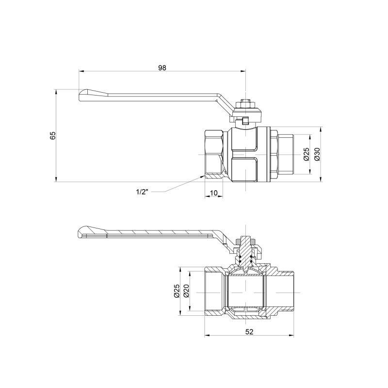 Кран кульовий Icma №350 1/2" прямий (VD00036667) - фото 2