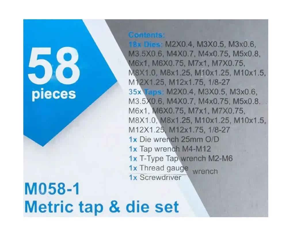 Набор метрических/дюймовых метчиков и плашек Scheppach SCH-M058-1 в металлическом кейсе 58 шт. М2-М12 (SCH-M058-1) - фото 3