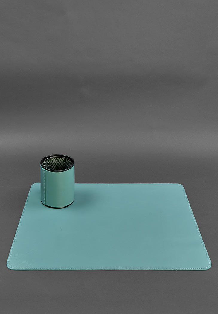 Набор настольный из натуральной кожи 1.0 краст Бирюзовый (A-027790) - фото 3 Набор настольный из натуральной кожи 1.0 краст Бирюзовый (A-027790) - фото 3