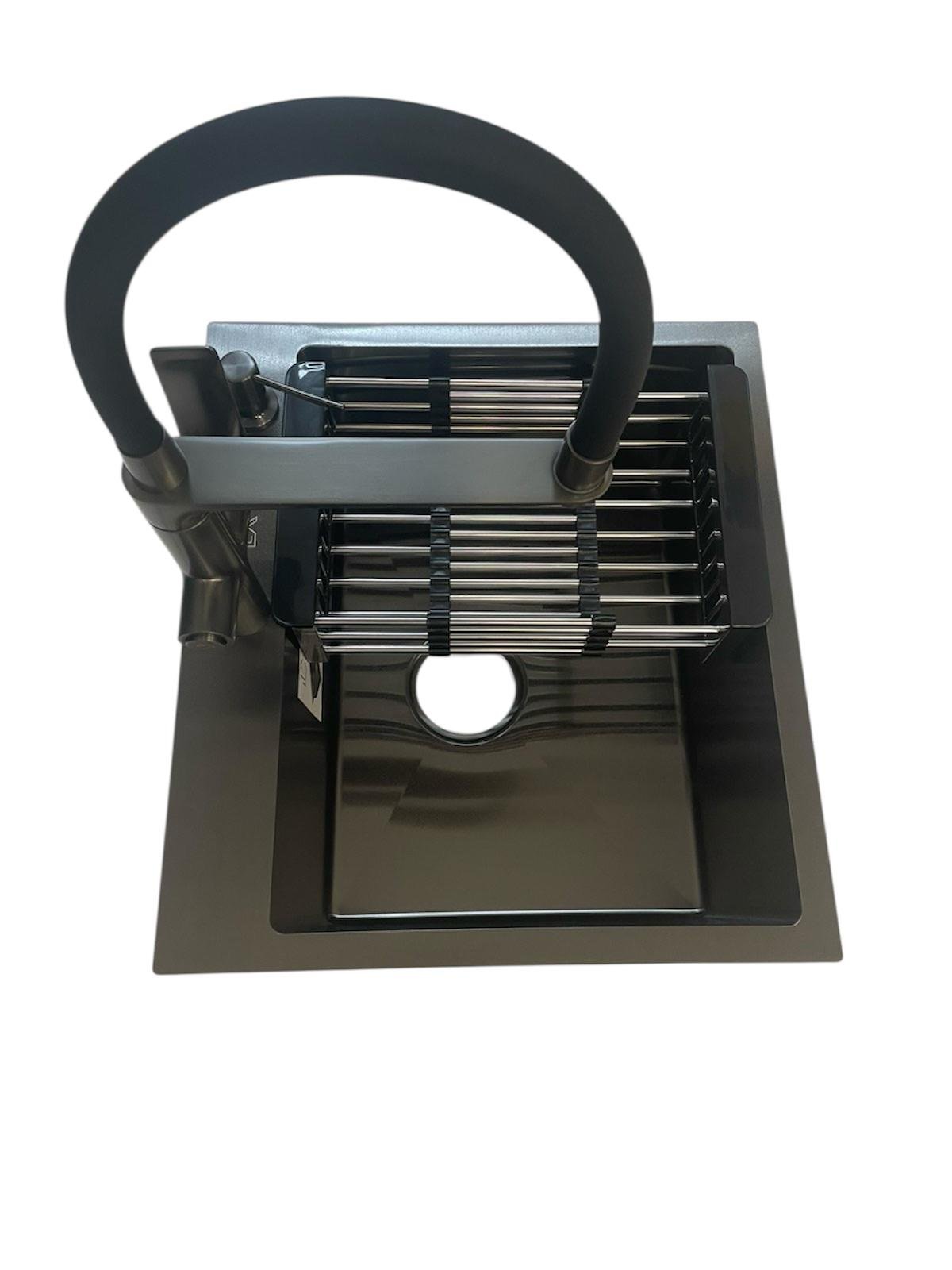 Мойка кухонная Luminex 50х45 см Черный/ран с подключением к фильтру воды