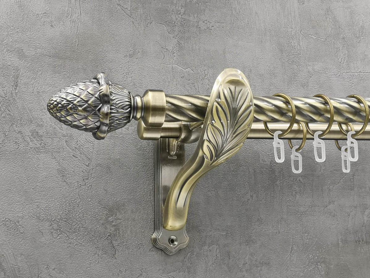 Карниз Quadrum Шишка витая штанга двойной ретро 25/19 мм 200 см Антик (262047496)