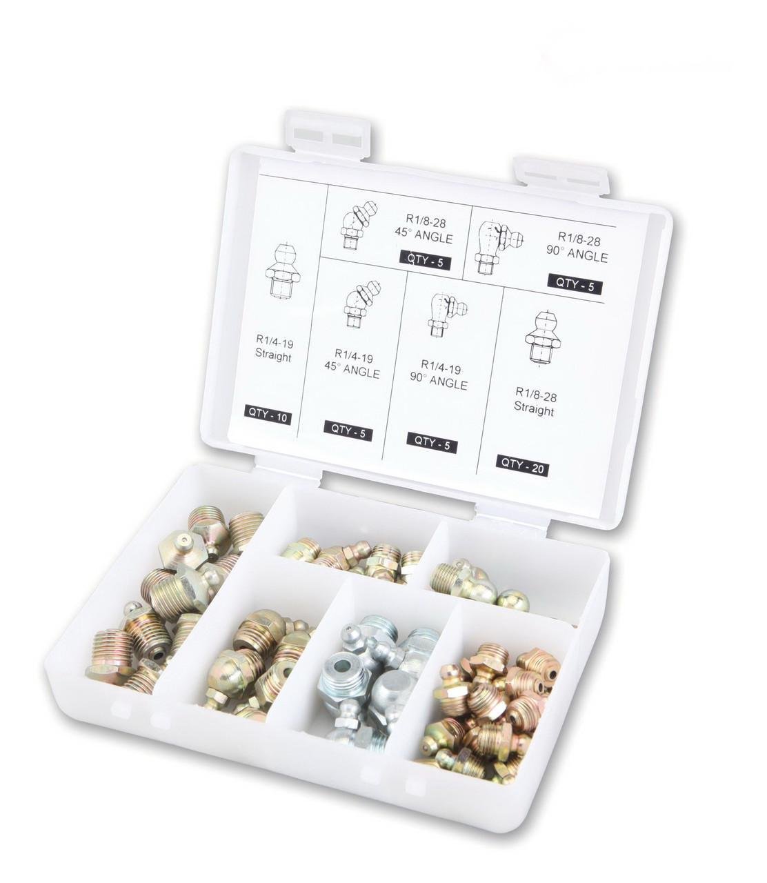 Набор пресс-масленки Prolube дюймовых BSPT 50 шт. 6 типов DIN71412 (439-76) Набор пресс-масленки Prolube дюймовых BSPT 50 шт. 6 типов DIN71412 (439-76)